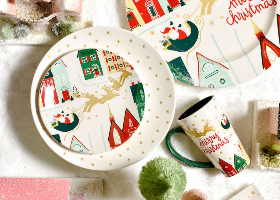 Shop All Dinnerware | Coton Colors by Laura Johnson Christmas In The Village Salad Plate