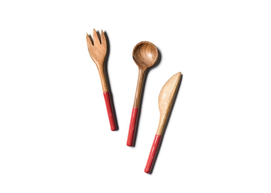 Utensils | Coton Colors by Laura Johnson Fundamentals Red Wood Appetizer Utensils, Set Of 3