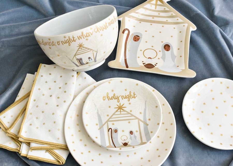 Shop All Dinnerware | Coton Colors by Laura Johnson O Holy Night Salad Plate Brown Skin