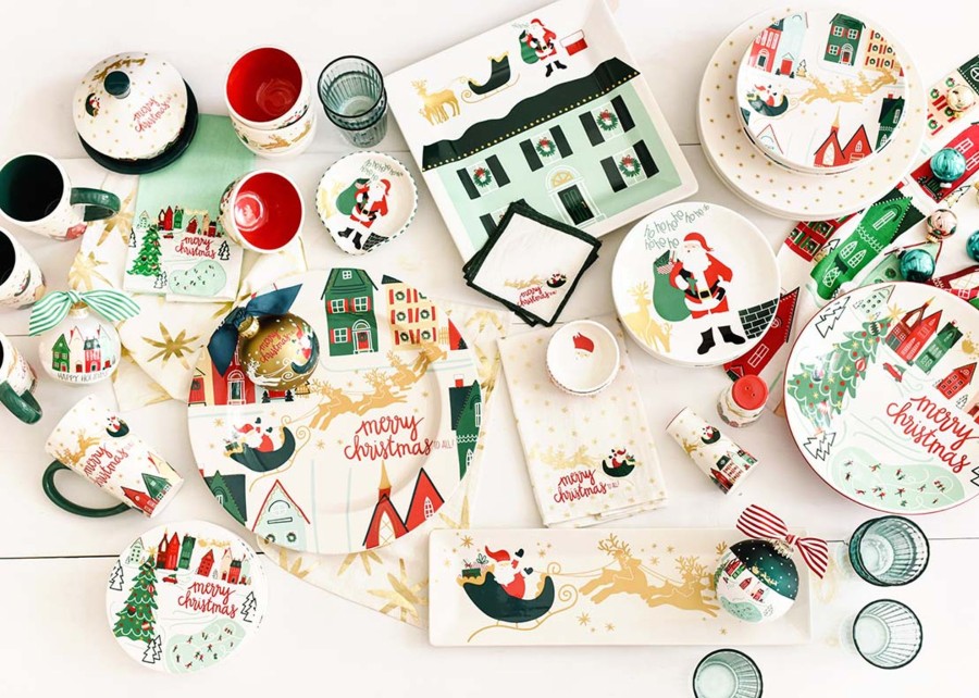 Shop All Serveware & Entertaining | Coton Colors by Laura Johnson Christmas In The Village Rooftop Square Platter