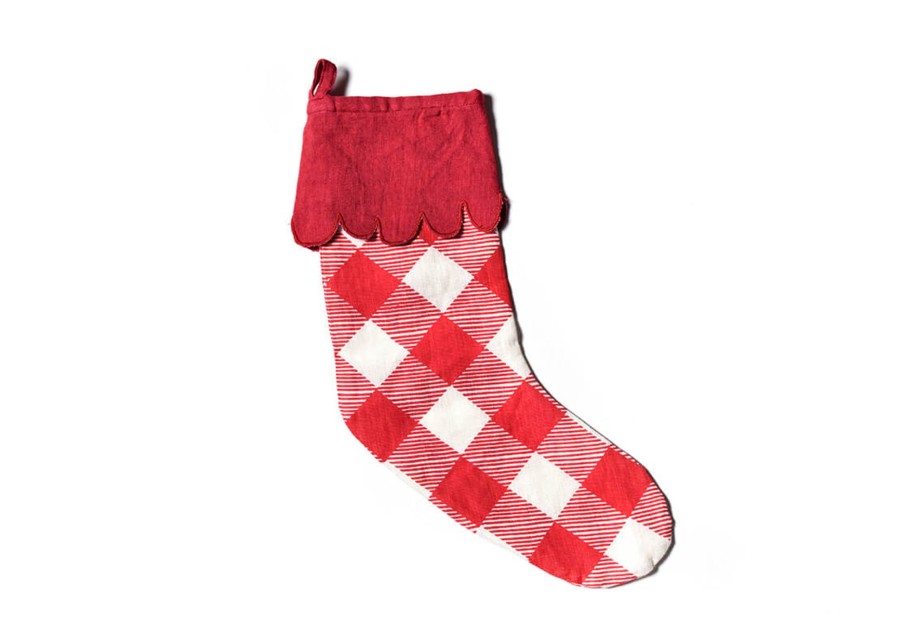 Seasonal Decor | Coton Colors by Laura Johnson Red Buffalo Stocking With Trim