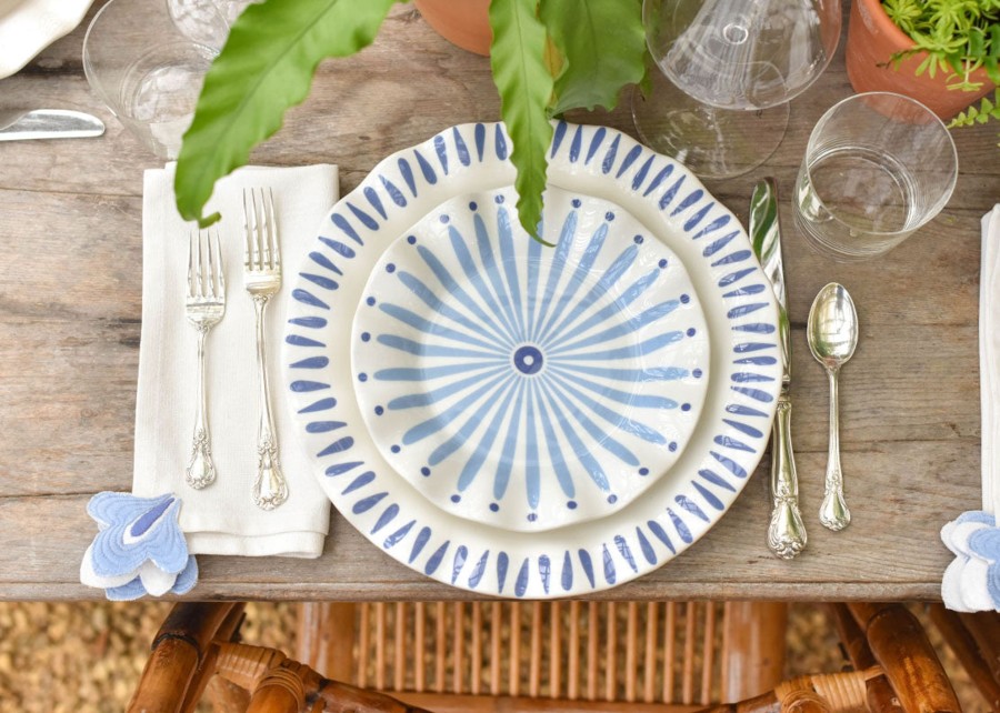 Shop All Dinnerware | Coton Colors by Laura Johnson Iris Blue Drop Ruffle Dinner Plate