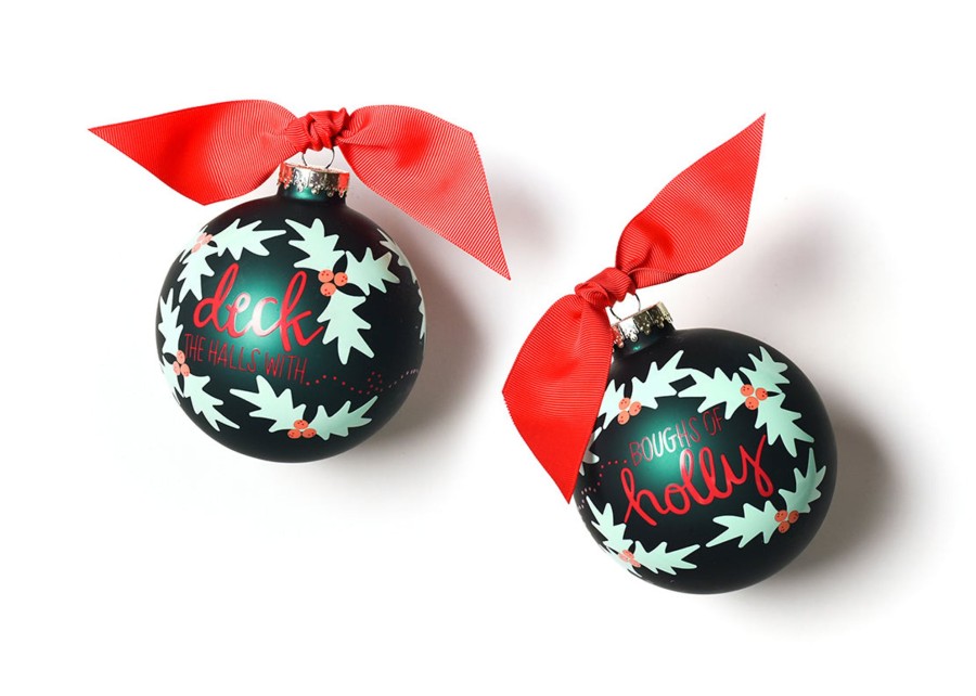 Holiday Ornaments | Coton Colors by Laura Johnson Boughs Of Holly Glass Ornament