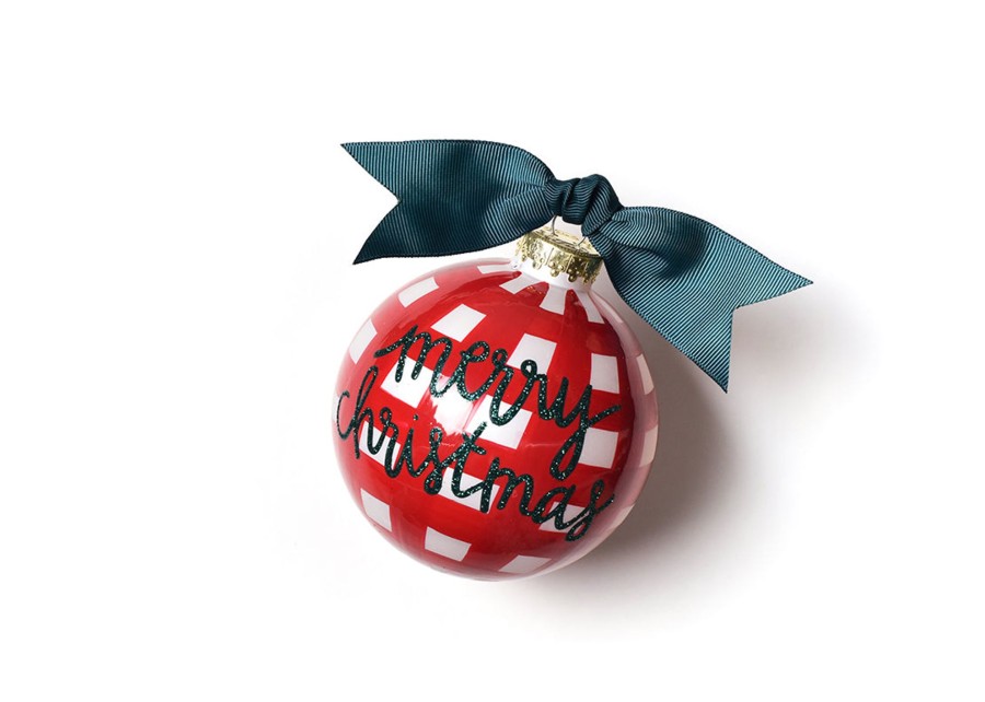 Holiday Ornaments | Coton Colors by Laura Johnson Merry Christmas Gingham Glass Ornament