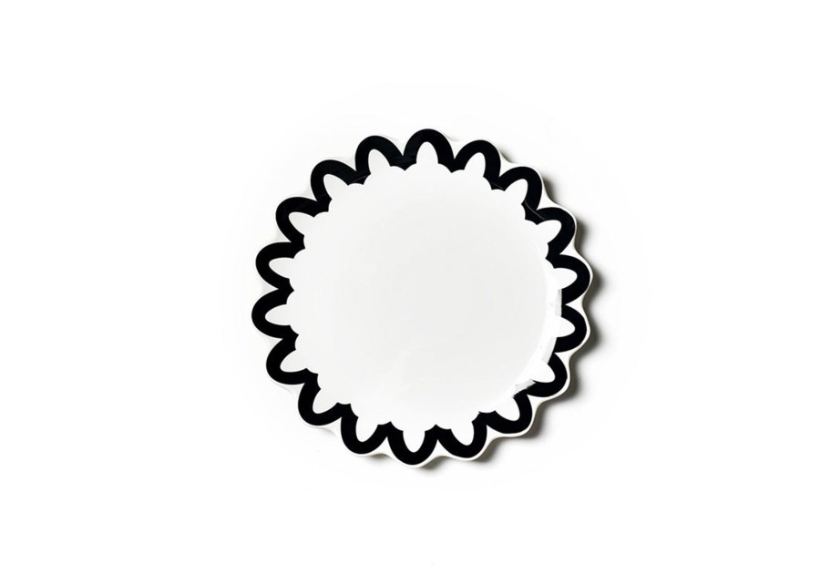 Dinner Plates | Coton Colors by Laura Johnson Black Arabesque Trim Scallop Dinner Plate