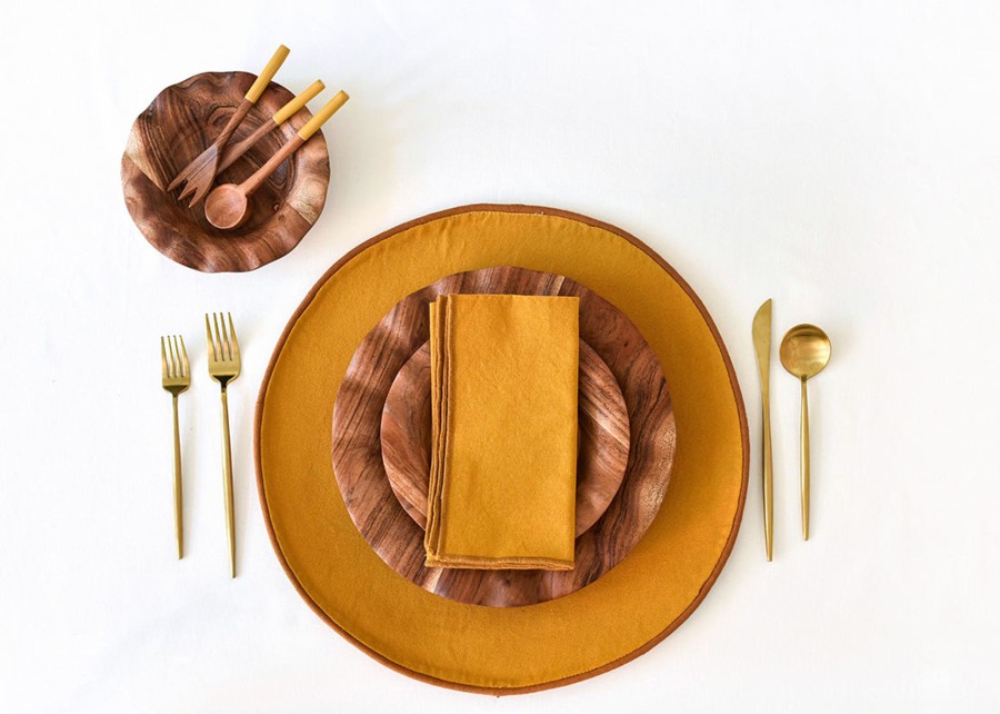 Table Linens | Coton Colors by Laura Johnson Brass Color Block Round Placemat Set Of 4