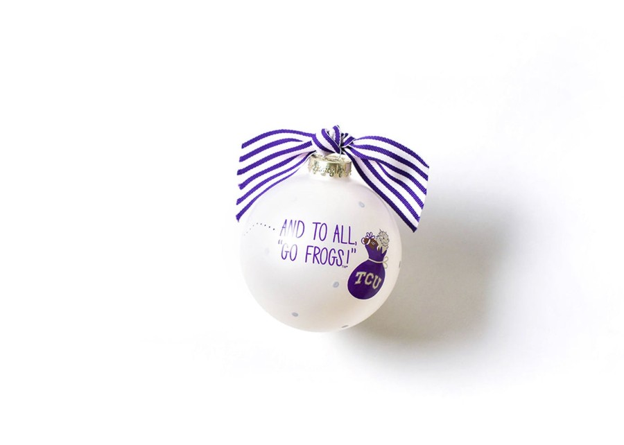 Collegiate Ornaments | Coton Colors by Laura Johnson Santa'S A Texas Christian Fan Glass Ornament