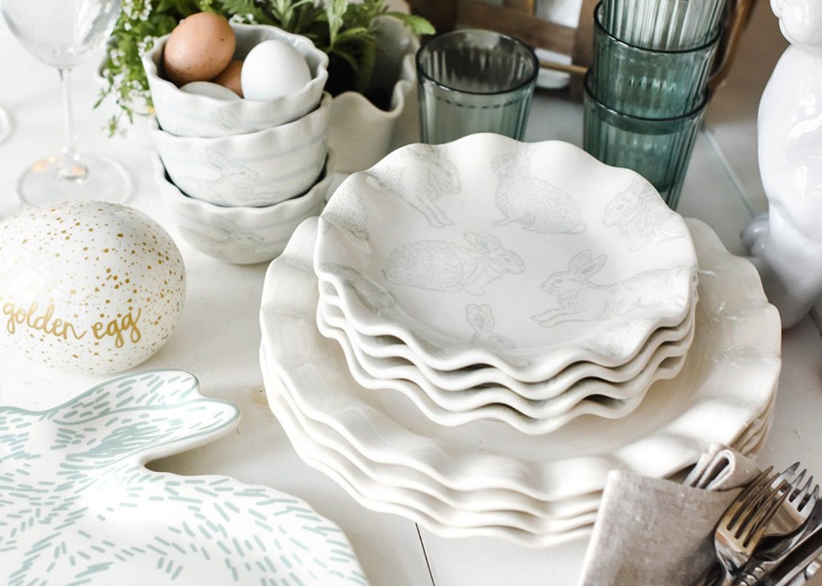 Shop All Dinnerware | Coton Colors by Laura Johnson Speckled Rabbit Ruffle Plate, Set Of 4