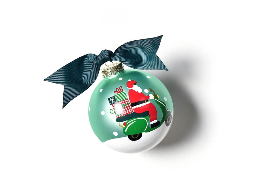 Holiday Ornaments | Coton Colors by Laura Johnson Here Comes Santa Claus Glass Ornament