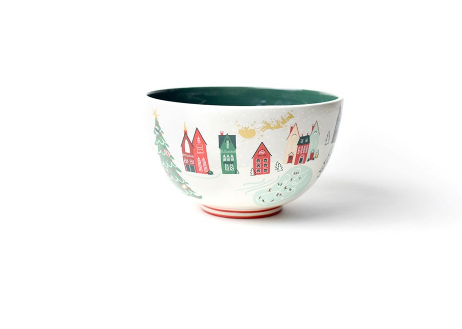 Serving Bowls | Coton Colors by Laura Johnson Christmas In The Village Scene 9In Footed Bowl