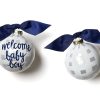 Babies & Children Ornaments | Coton Colors by Laura Johnson Welcome Baby Boy Gingham Glass Ornament