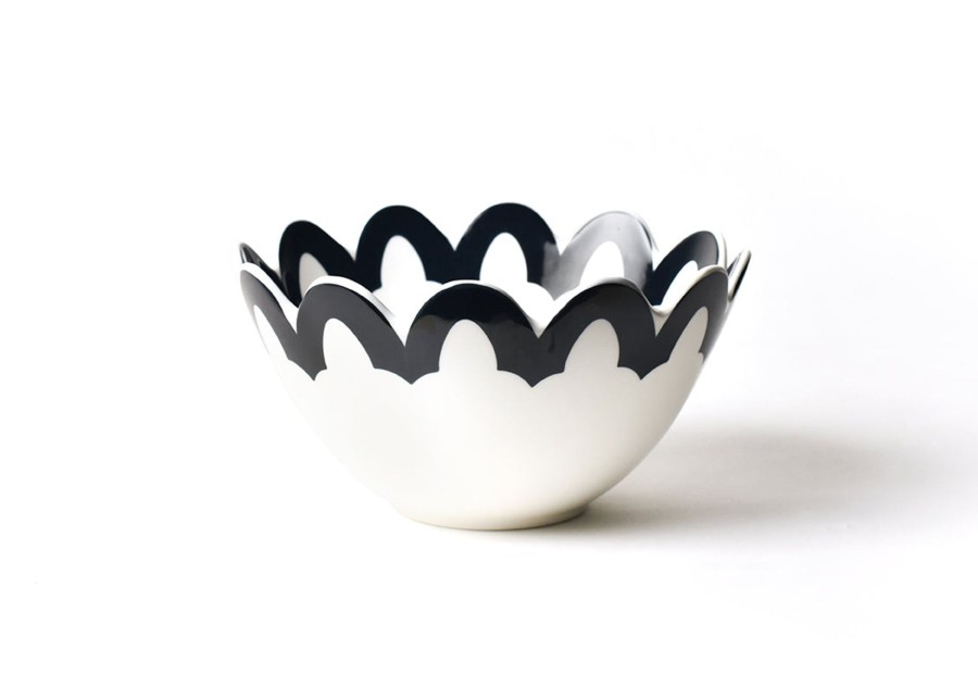 Bowls | Coton Colors by Laura Johnson Black Arabesque Scallop 9 Bowl