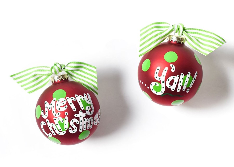 Holiday Ornaments | Coton Colors by Laura Johnson Merry Christmas Y'All Glass Ornament