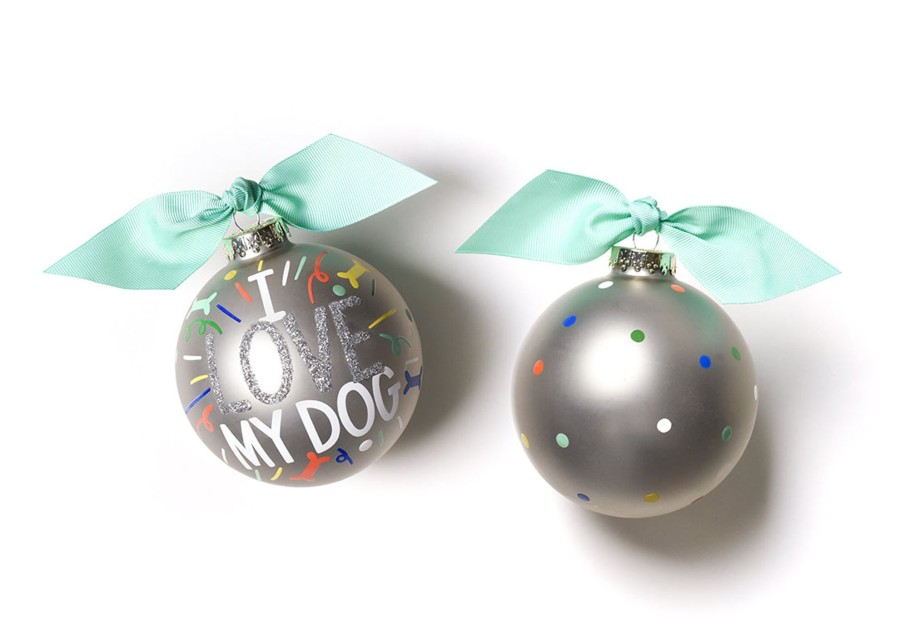 Commemorative Ornaments | Coton Colors by Laura Johnson I Love My Dog Popper Glass Ornament