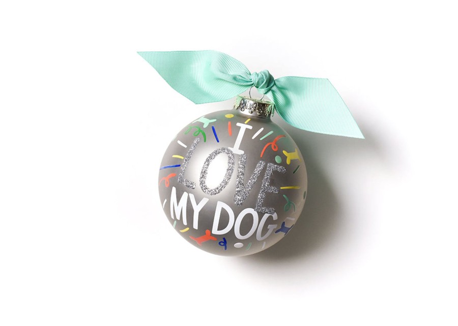 Commemorative Ornaments | Coton Colors by Laura Johnson I Love My Dog Popper Glass Ornament