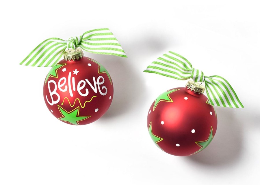 Holiday Ornaments | Coton Colors by Laura Johnson Believe Christmas Glass Ornament