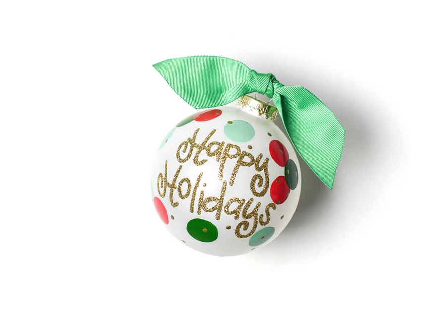 Commemorative Ornaments | Coton Colors by Laura Johnson Layered Dot Happy Holidays Glass Ornament