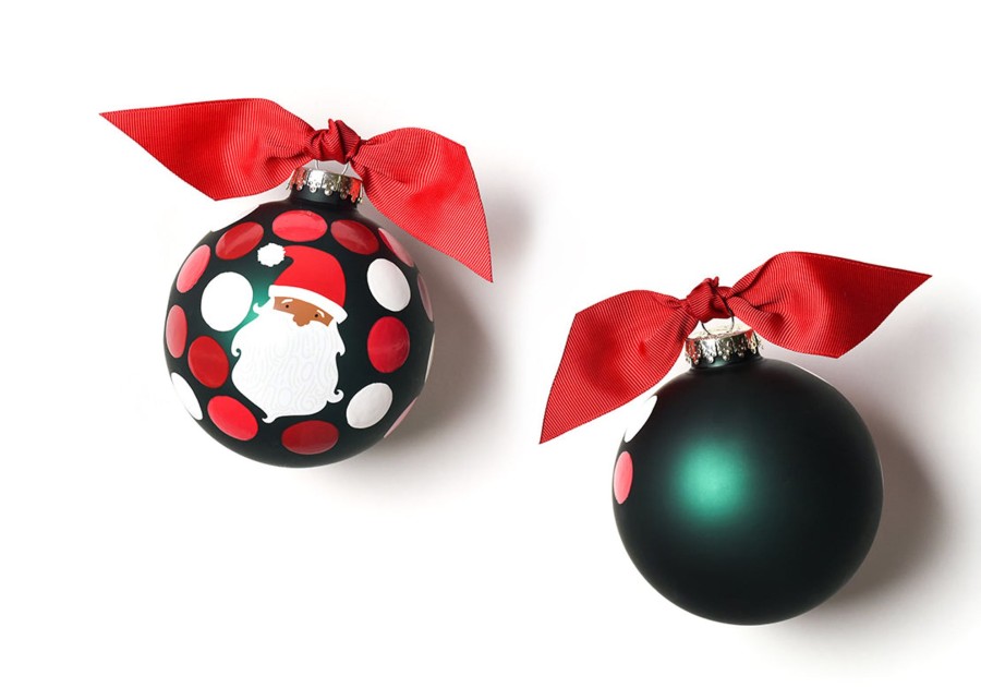 Holiday Ornaments | Coton Colors by Laura Johnson Ho Ho Ho Santa Glass Ornament, Brown Skin