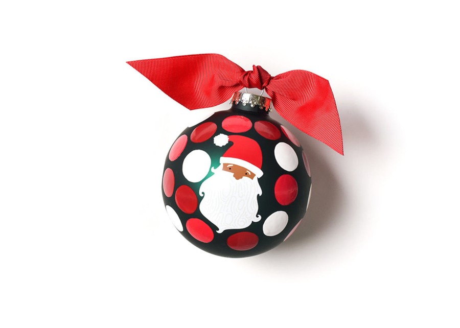 Holiday Ornaments | Coton Colors by Laura Johnson Ho Ho Ho Santa Glass Ornament, Brown Skin