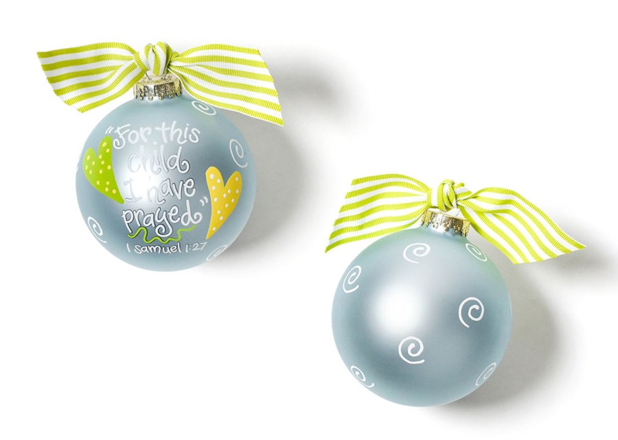 Religious Ornaments | Coton Colors by Laura Johnson For This Child Blue Glass Ornament