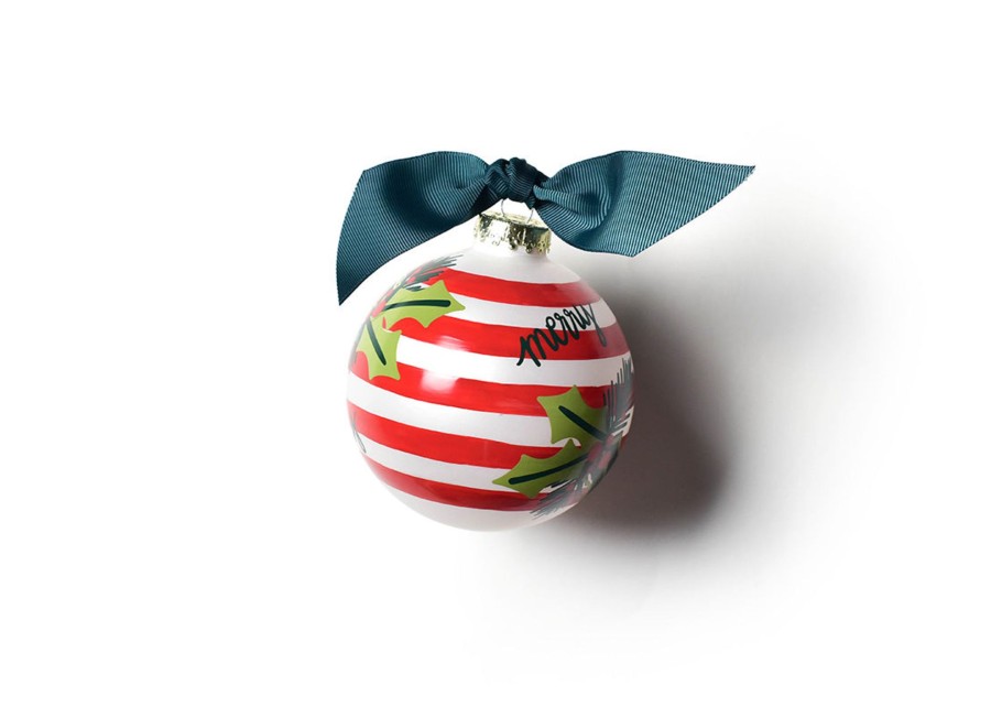 Holiday Ornaments | Coton Colors by Laura Johnson Holly Stripe Glass Ornament