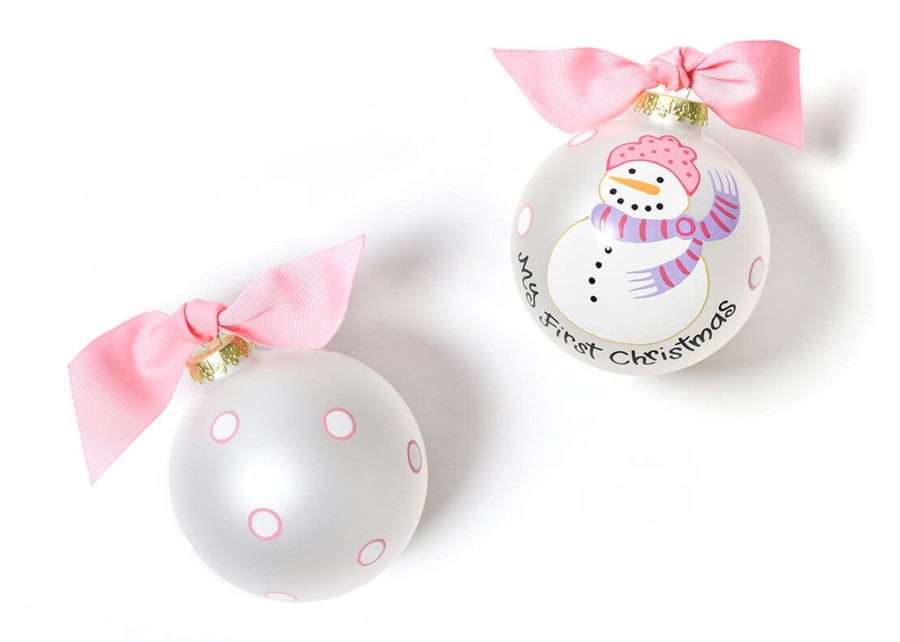 Babies & Children Ornaments | Coton Colors by Laura Johnson My First Christmas Snowman Girl Glass Ornament