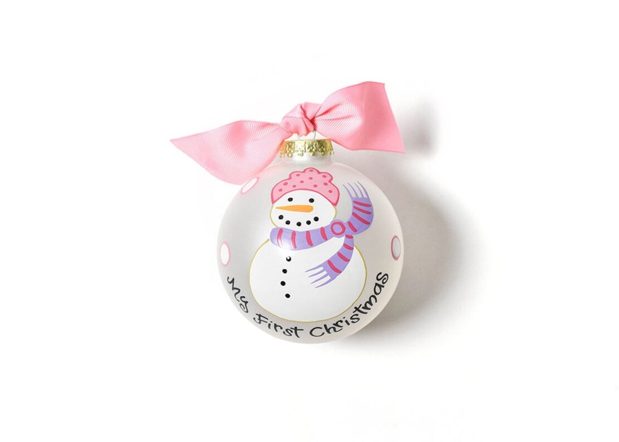 Babies & Children Ornaments | Coton Colors by Laura Johnson My First Christmas Snowman Girl Glass Ornament