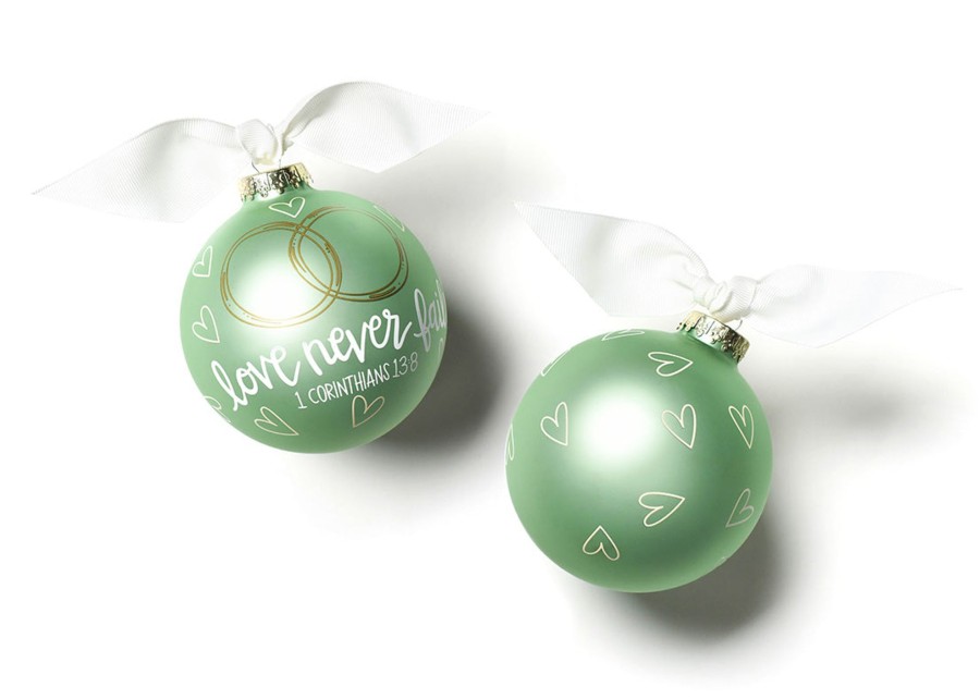 Religious Ornaments | Coton Colors by Laura Johnson Love Never Fails Glass Ornament