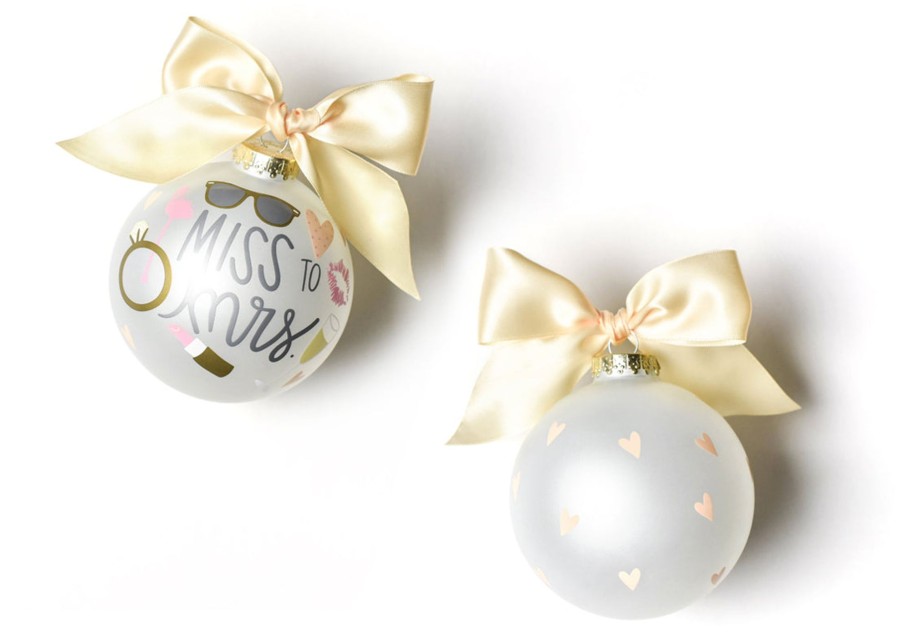 Wedding & Anniversary Ornaments | Coton Colors by Laura Johnson Miss To Mrs. Glass Ornament