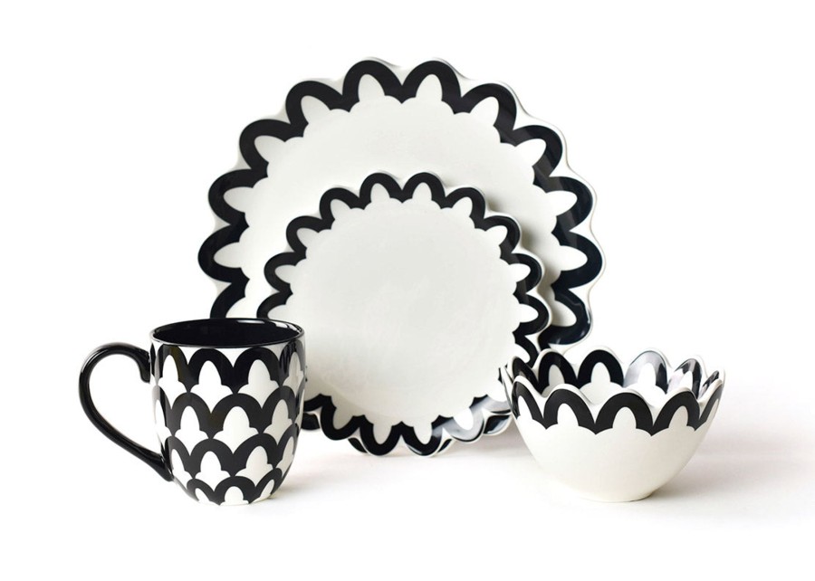 Sets | Coton Colors by Laura Johnson Black Arabesque Scallop 4 Piece Place Setting