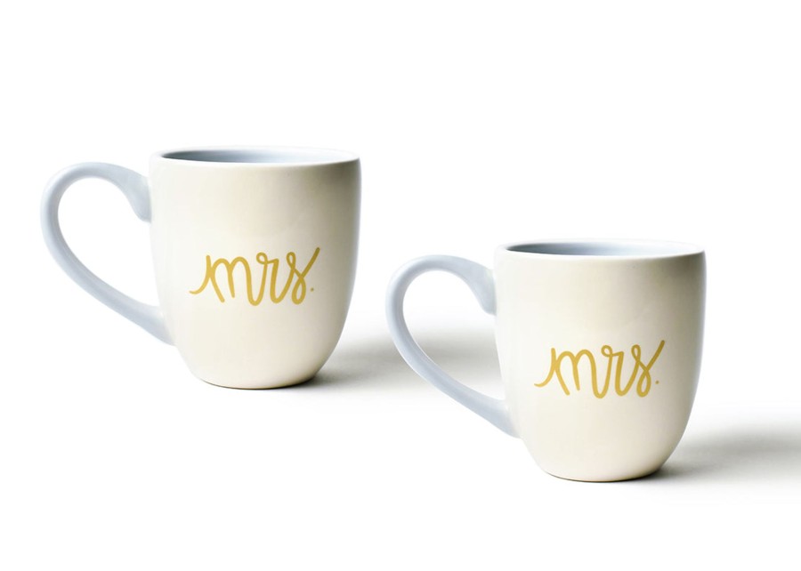 Shop All Celebrations | Coton Colors by Laura Johnson Ecru Mrs. And Mrs. Mugs, Set Of 2