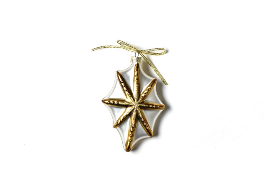 Religious Ornaments | Coton Colors by Laura Johnson O Holy Night Shaped Ornament - Gold Star