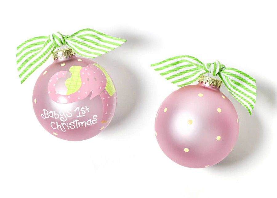 Babies & Children Ornaments | Coton Colors by Laura Johnson Elephant Pink Glass Ornament