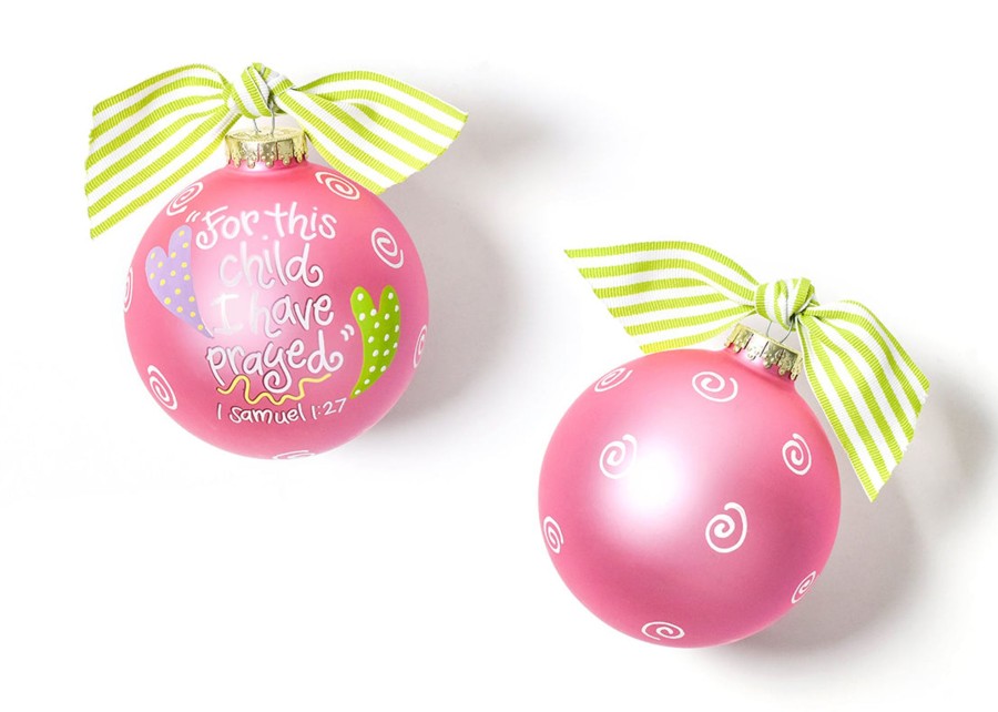 Religious Ornaments | Coton Colors by Laura Johnson For This Child Pink Glass Ornament