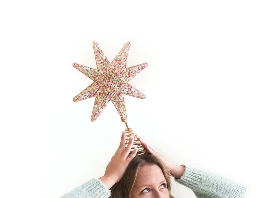 Seasonal Decor | Coton Colors by Laura Johnson Multi Beaded Star Large Tree Topper