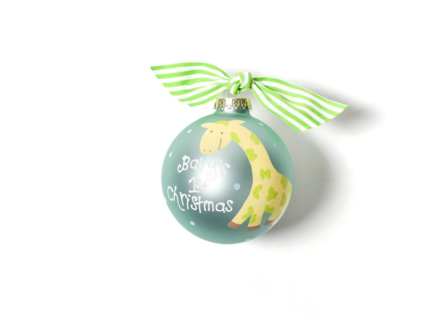 Babies & Children Ornaments | Coton Colors by Laura Johnson Baby'S First Christmas Blue Giraffe Glass Ornament