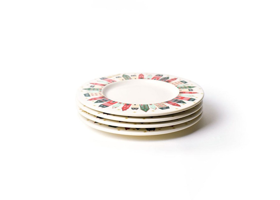 Shop All Dinnerware | Coton Colors by Laura Johnson Flying Santa Rimmed Dinner Plate, Set Of 4