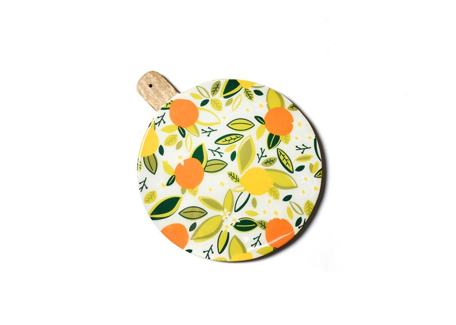 Shop All Serveware & Entertaining | Coton Colors by Laura Johnson Blue Citrus Print Wood Medium Round Board