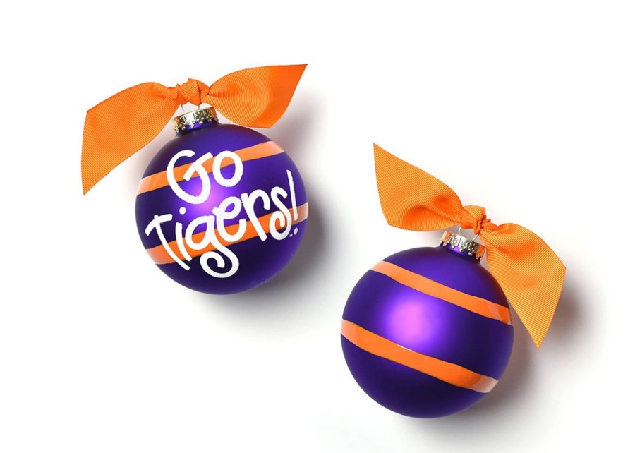 Collegiate Ornaments | Coton Colors by Laura Johnson Clemson University Stripe Glass Ornament