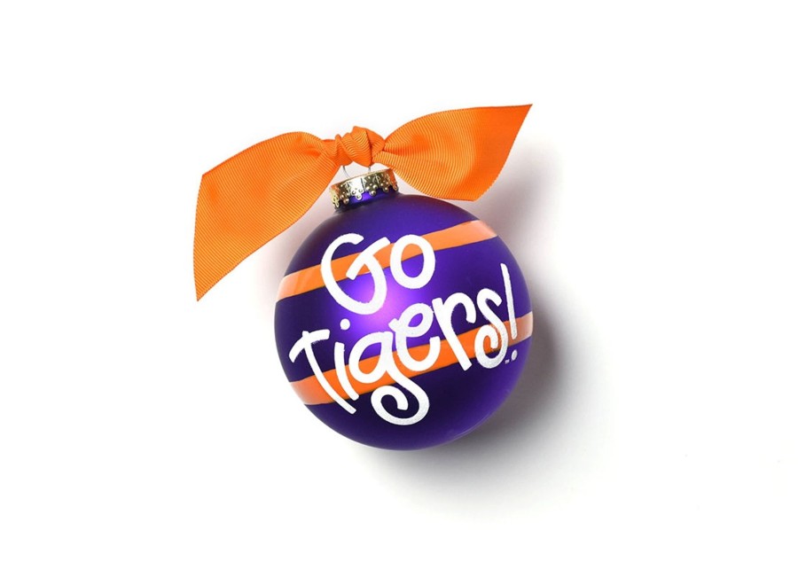 Collegiate Ornaments | Coton Colors by Laura Johnson Clemson University Stripe Glass Ornament