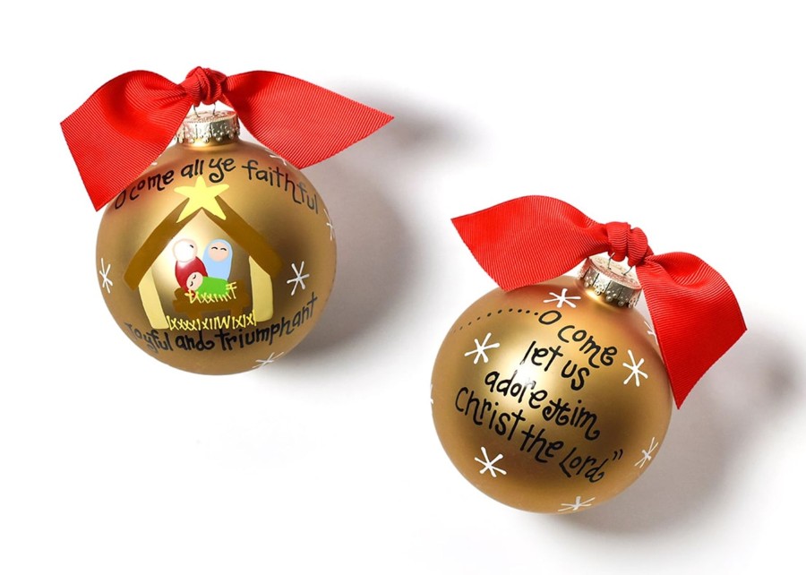 Religious Ornaments | Coton Colors by Laura Johnson O Come All Ye Faithful Glass Ornament