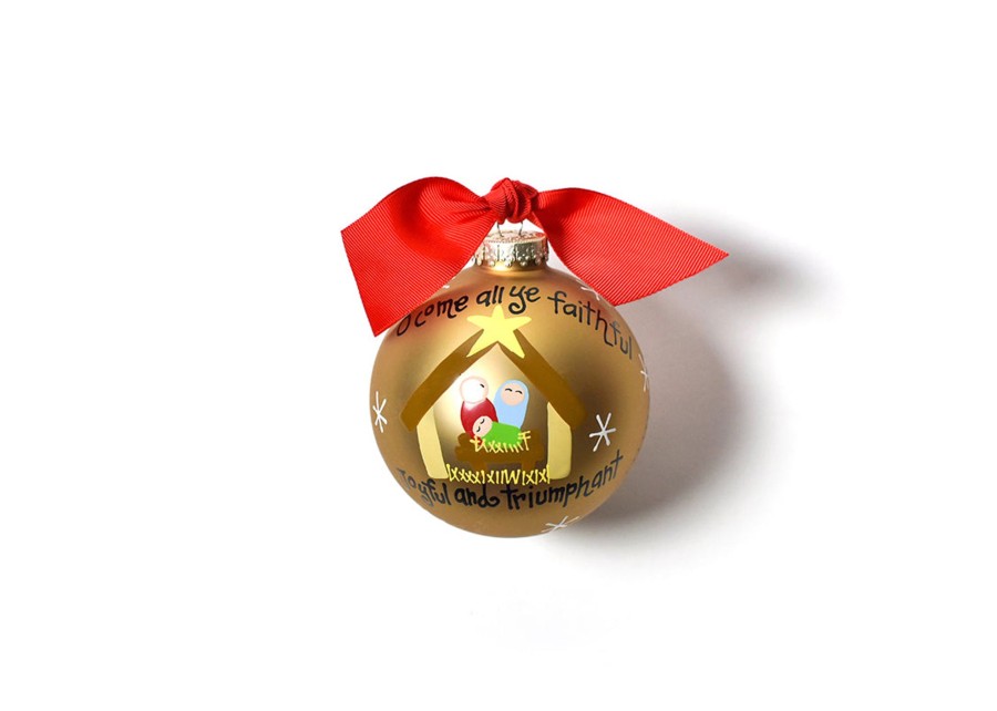 Religious Ornaments | Coton Colors by Laura Johnson O Come All Ye Faithful Glass Ornament