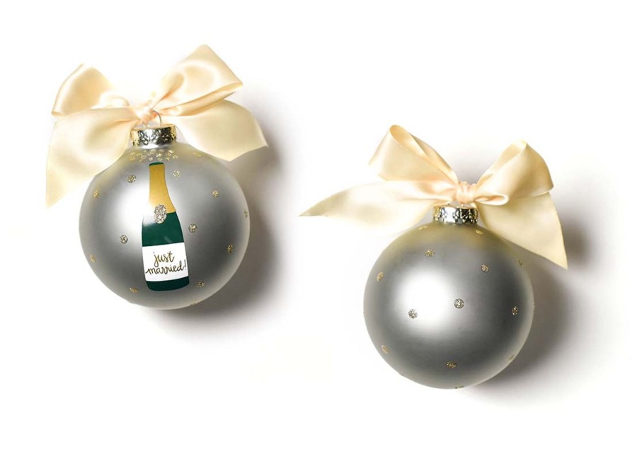 Shop All Celebrations | Coton Colors by Laura Johnson Just Married Champagne Pop Glass Ornament