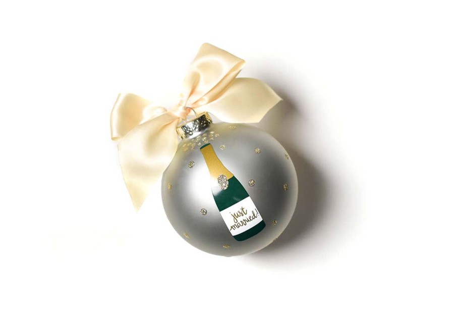 Shop All Celebrations | Coton Colors by Laura Johnson Just Married Champagne Pop Glass Ornament