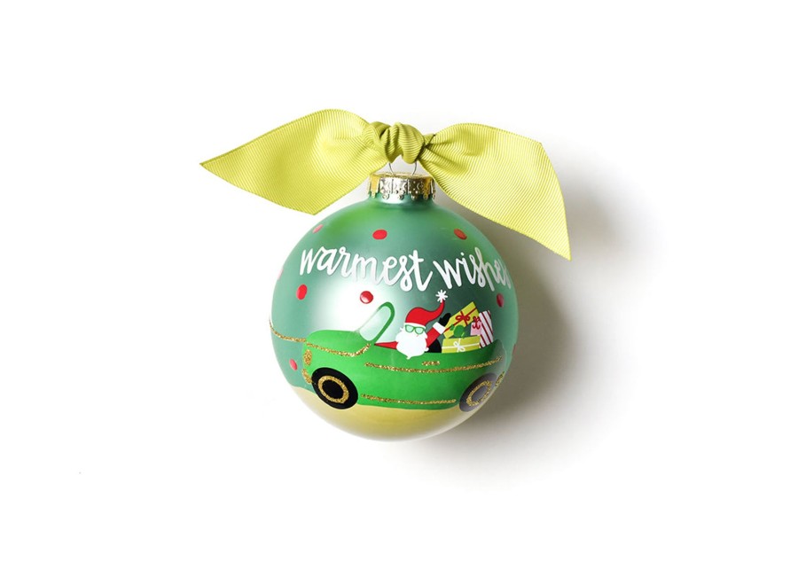 Holiday Ornaments | Coton Colors by Laura Johnson Warmest Wishes Santa Glass Ornament