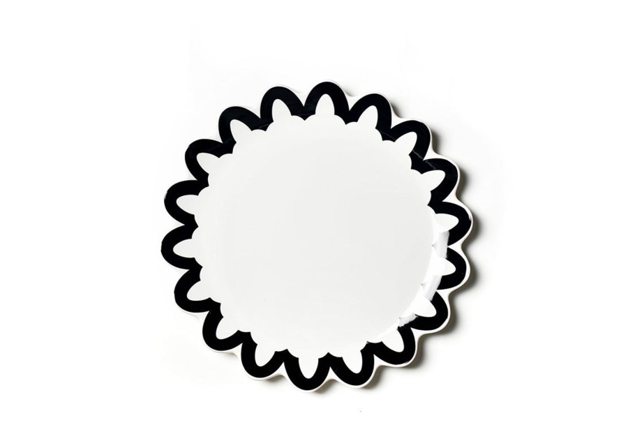 Serving Platters | Coton Colors by Laura Johnson Black Arabesque Trim Scallop Edge Platter