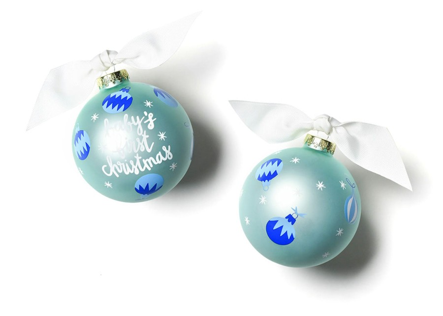 Babies & Children Ornaments | Coton Colors by Laura Johnson Blue Baby'S First Christmas Glass Ornament