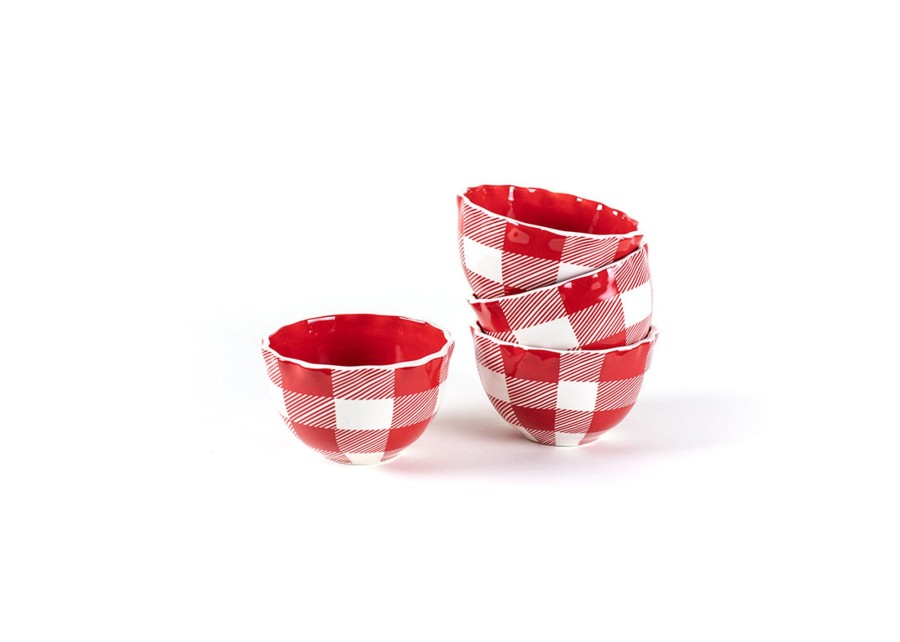 Shop All Dinnerware | Coton Colors by Laura Johnson Buffalo Ruffle Small Bowl Red, Set Of 4