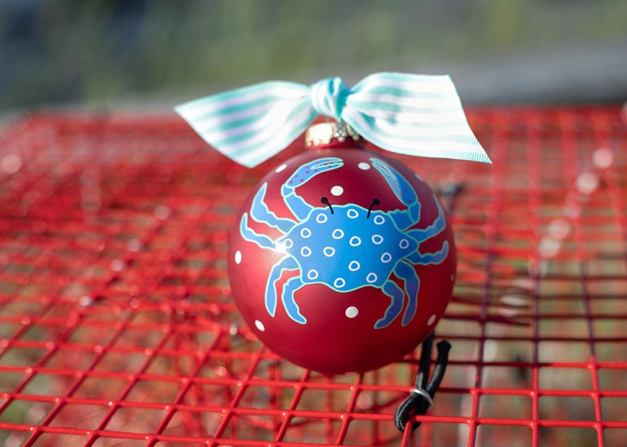 Commemorative Ornaments | Coton Colors by Laura Johnson Blue Crab Glass Ornament