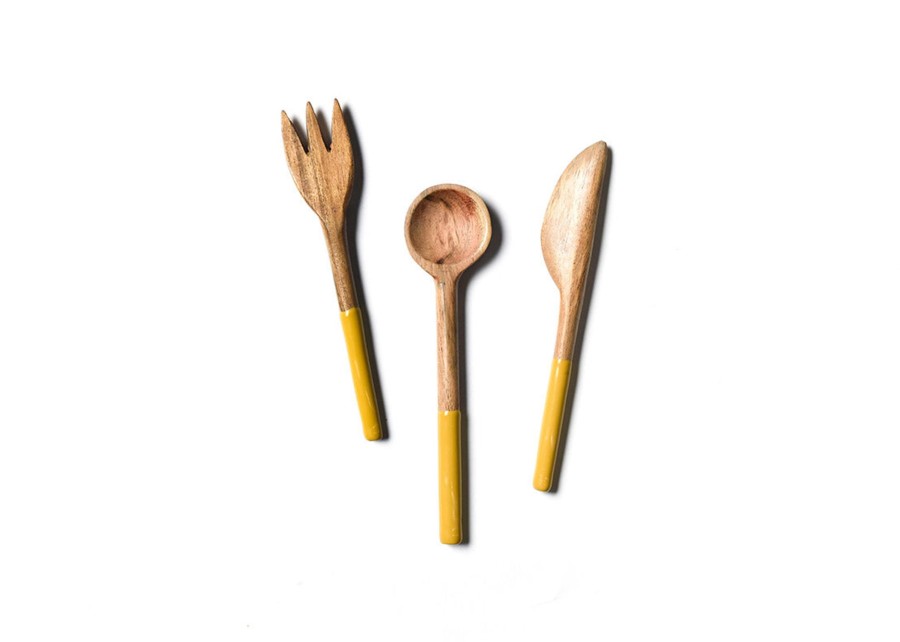 Utensils | Coton Colors by Laura Johnson Fundamentals Brass Wood Appetizer Utensils, Set Of 3